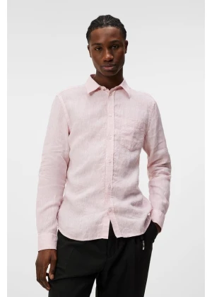 J.Lindeberg Slim LS Linen Melange Shirt Powder Pink