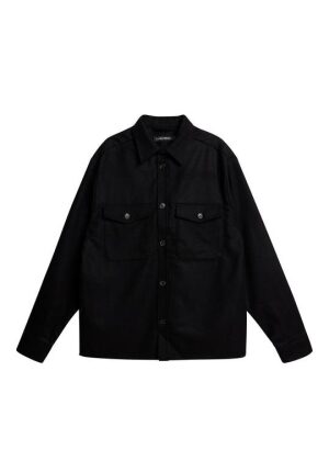 J.Lindeberg Flat Wool Overshirt Black