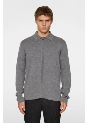 J.Lindeberg Kaleb Merino Zip Cardigan Mid Grey Melange