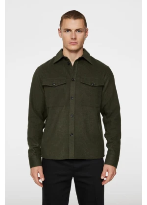 J.Lindeberg Flat Wool Overshirt Forest Green