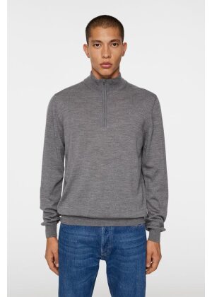 J.Lindeberg Kiyan Quarter Zip Sweater Mid Grey Melange