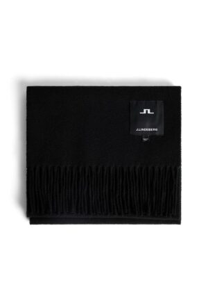 J.Lindeberg Champ Solid Wool Scarf Black