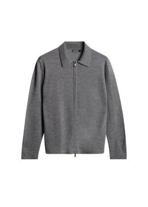 J.Lindeberg Kaleb Merino Zip Cardigan Mid Grey Melange