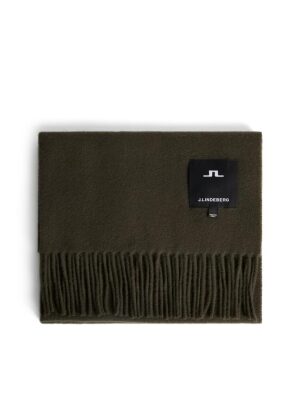 J.Lindeberg Champ Solid Wool Scarf Forest Green