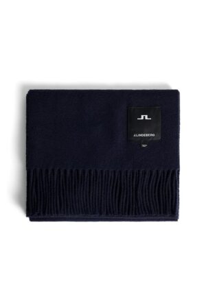 J.Lindeberg Champ Solid Wool Scarf Navy