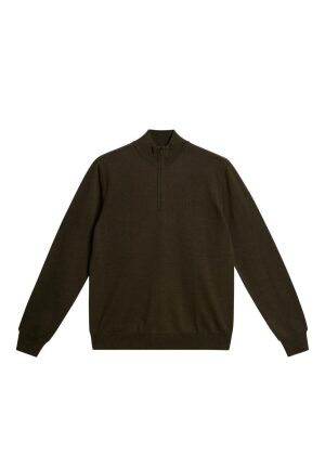 J.Lindeberg Kiyan Quarter Zip Sweater Forest Green