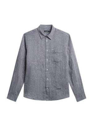 J.Lindeberg Slim LS Linen Melange Shirt Navy