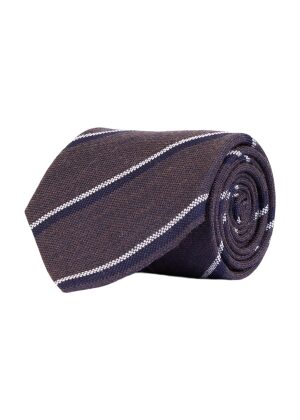 Amanda Christensen Stripe Wool/Silk Tie Brown Melange