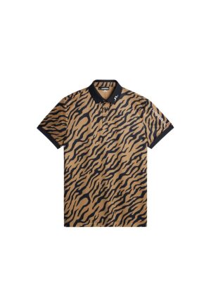 J.Lindeberg Golf Tour Tech Print Polo Tour Tiger Brown