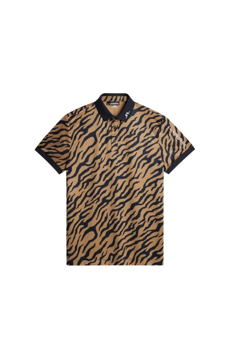 J.Lindeberg Golf Tour Tech Print Polo Tour Tiger Brown