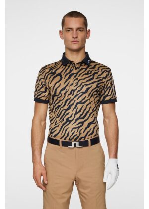 J.Lindeberg Golf Tour Tech Print Polo Tour Tiger Brown