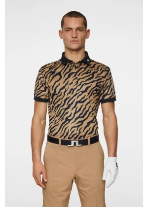 J.Lindeberg Golf Tour Tech Print Polo Tour Tiger Brown