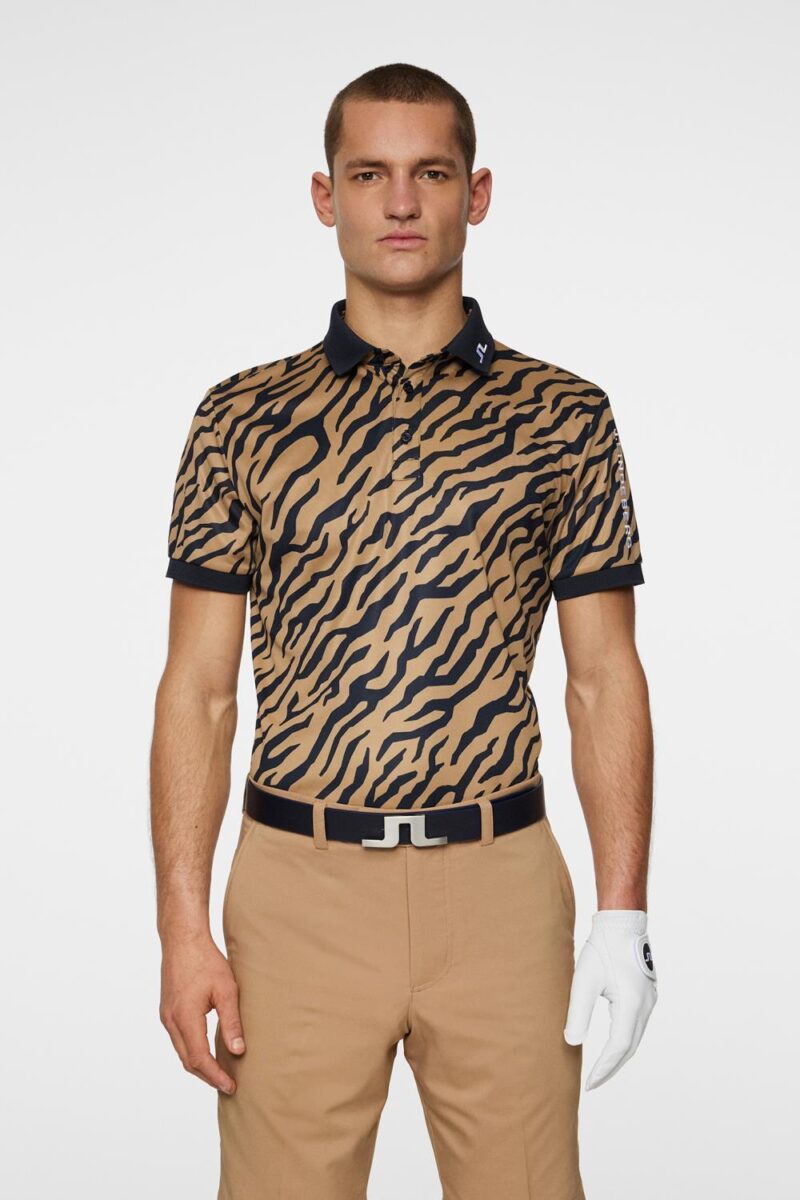 J.Lindeberg Golf Tour Tech Print Polo Tour Tiger Brown - Bilde 2