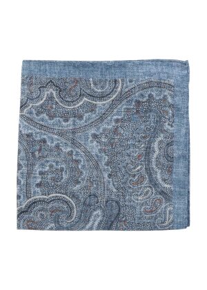 Amanda Christensen Paisley Cotton Pocket Square Jeans Blue