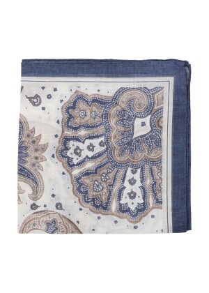 Amanda Christensen Paisley Cotton Pocket Square Navy