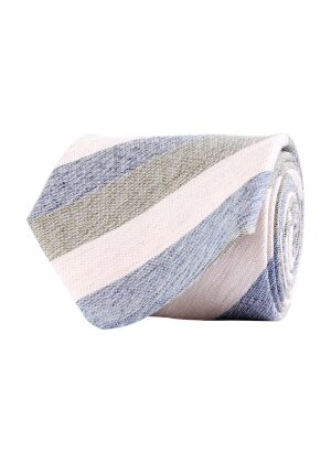 Amanda Christensen Stripes Linen Mix Tie Olive