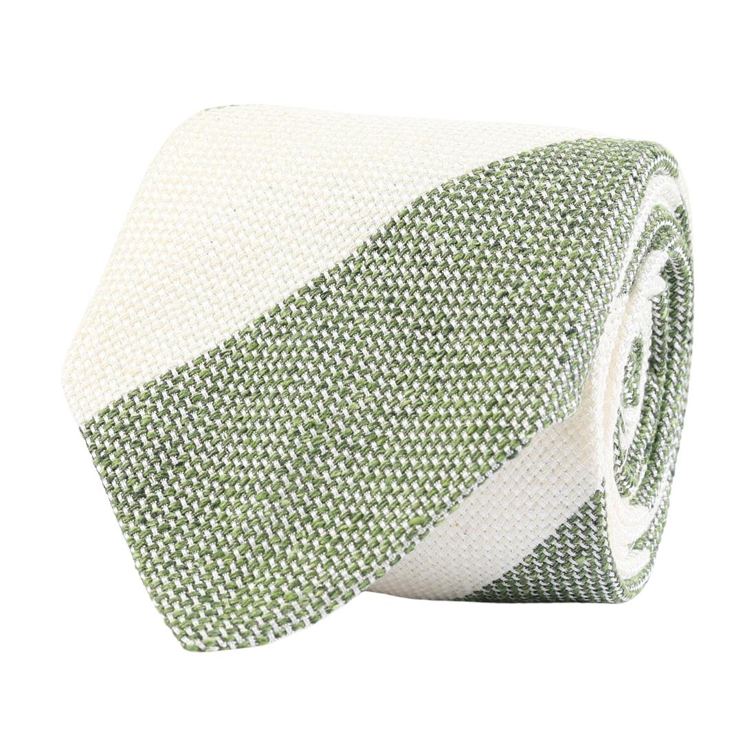 Amanda Christensen Stripes Linen Tie Green