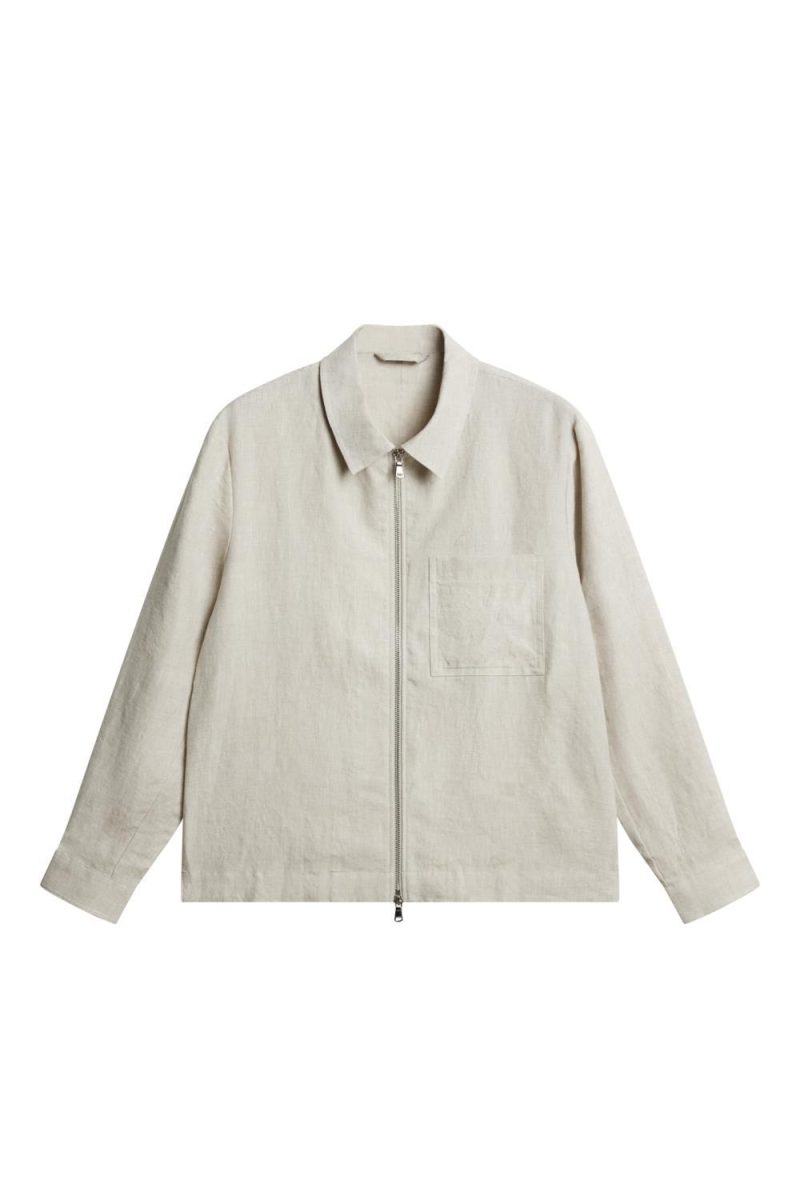 J.Lindeberg Julius Drape Linen Overshirt Moonbeam