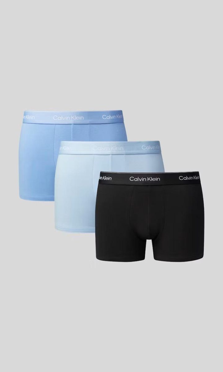 Calvin Klein Trunk 3-Pack Icon Cotton Stretch Black/Glacier/Blue Bell
