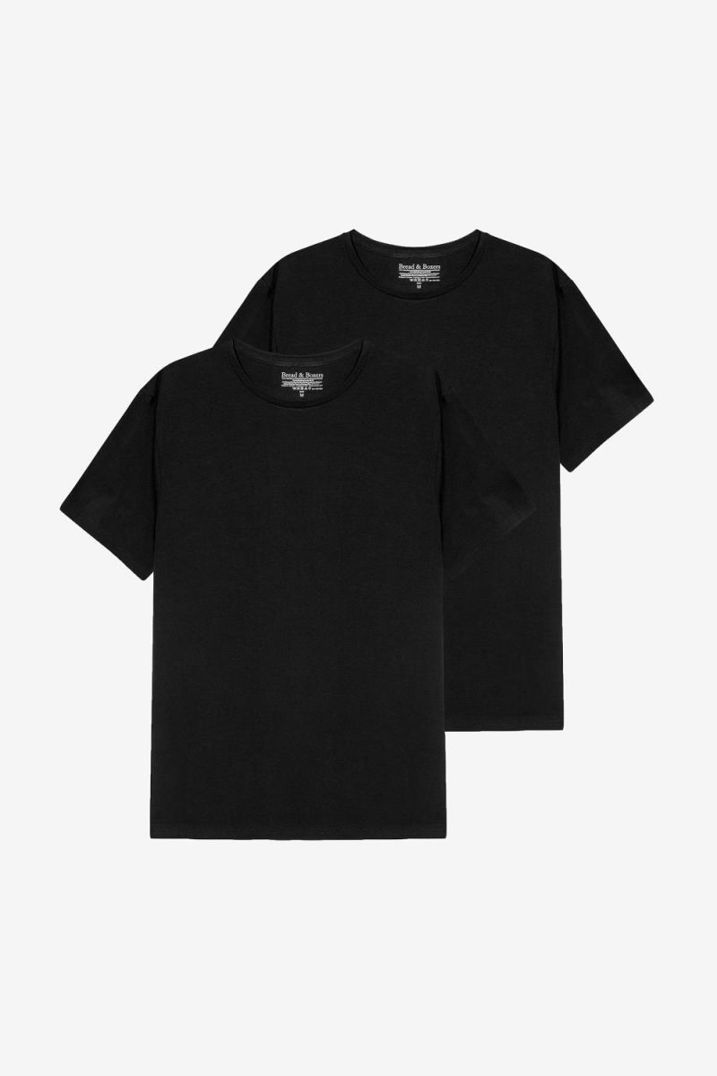 Bread & Boxers Slim Crew Neck 2-Pack Black