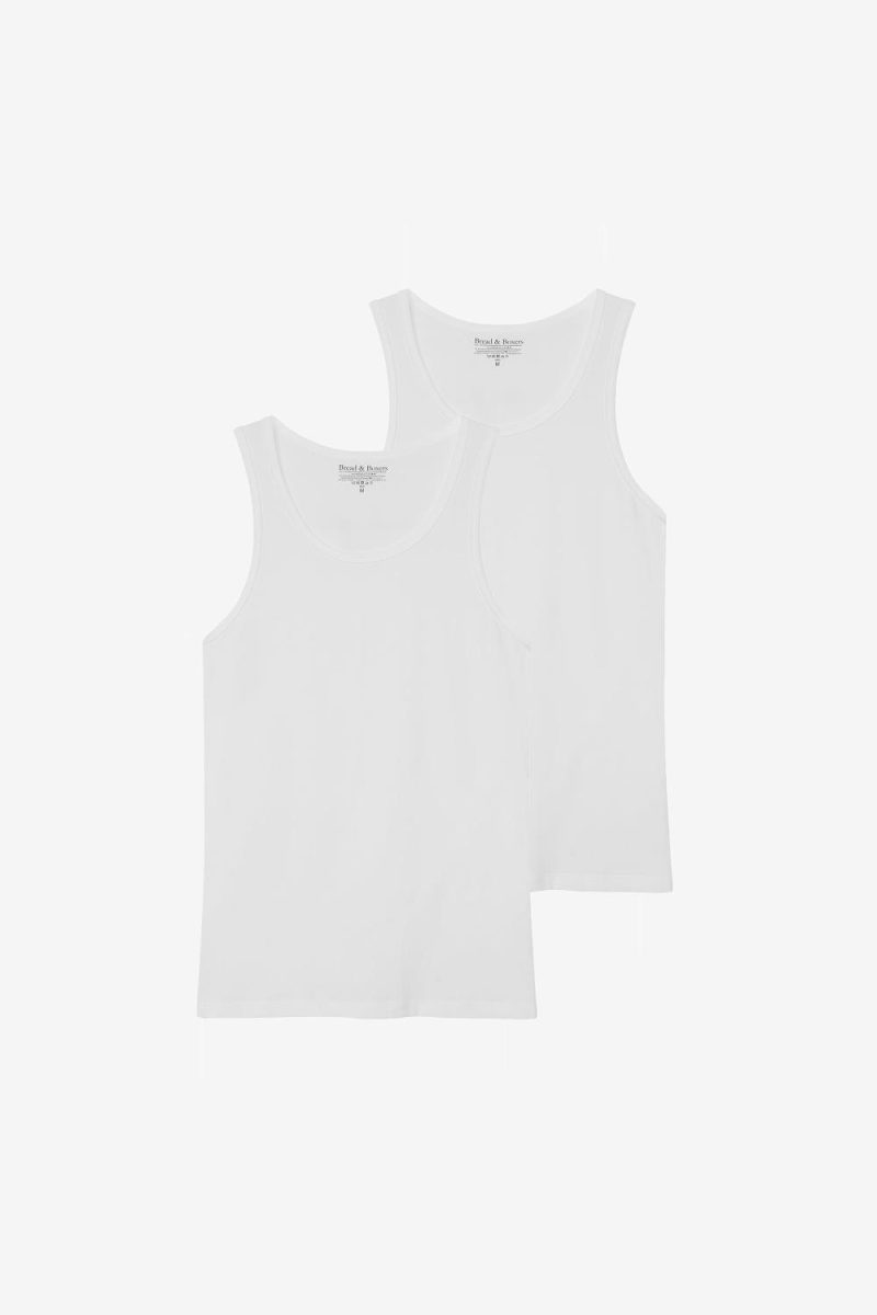 Bread & Boxers Slim Tank 2-Pack Cotton Stretch White
