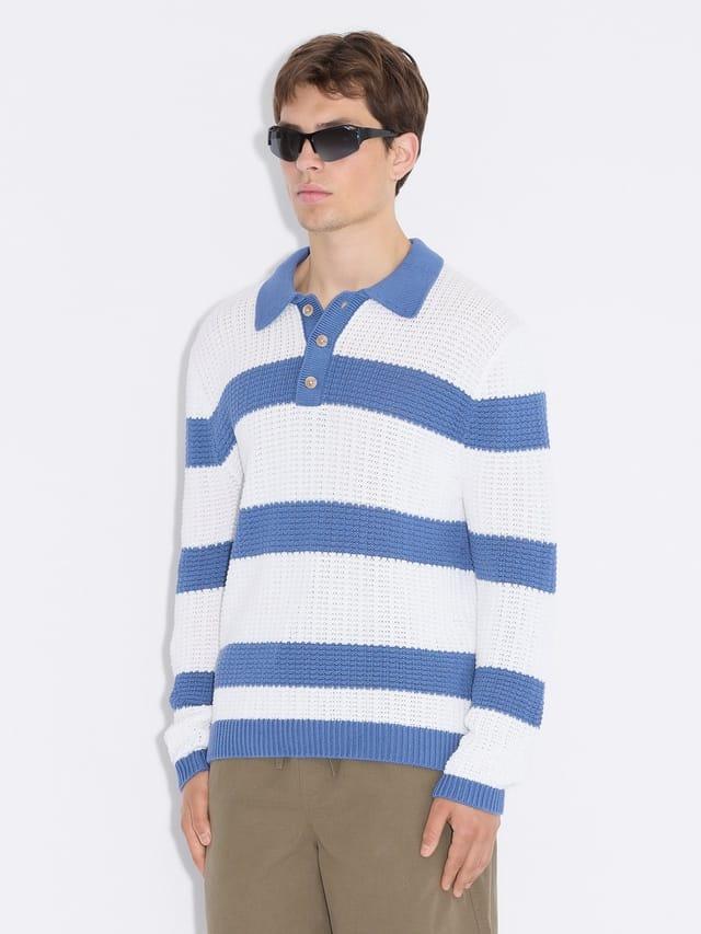 Holzweiler Elio Striped Polo Blue Stripes