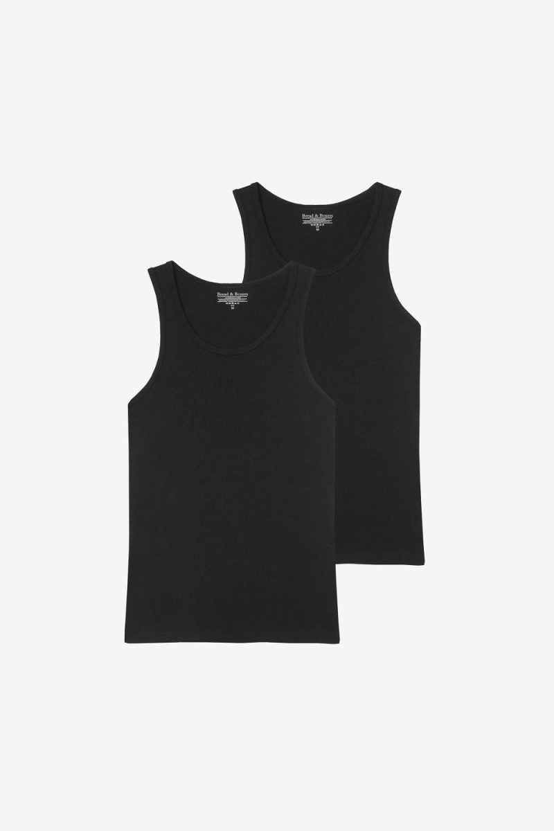 Bread & Boxers Slim Tank 2-Pack Cotton Stretch Black