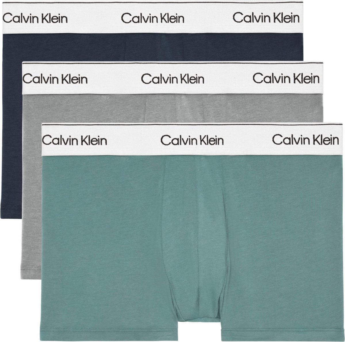 Calvin Klein Trunk 3-Pack Icon Cotton Stretch Shoreline/Grey Heather/Lively Teal