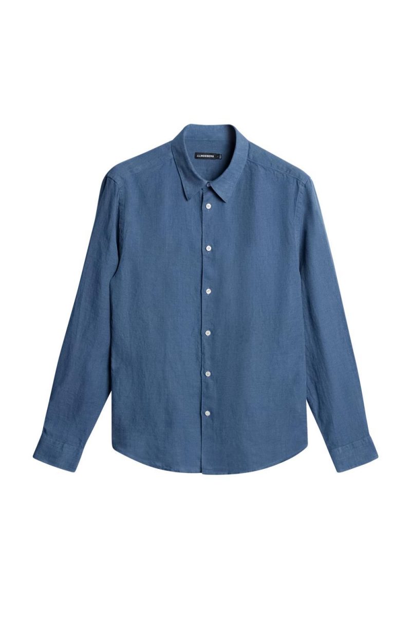 J.Lindeberg Slim LS Linen Melange Shirt Rain Washed
