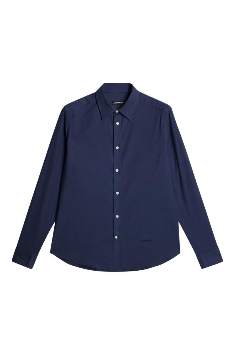 J.Lindeberg Light Flannel Slim Shirt Navy