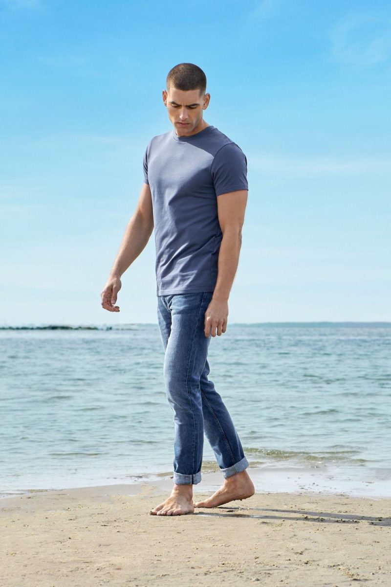 Bread & Boxers Regular Crew Neck Denim Blue