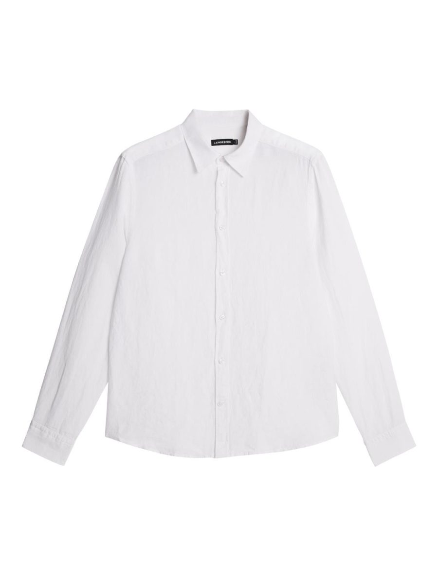 J.Lindeberg Slim LS Linen Melange Shirt White