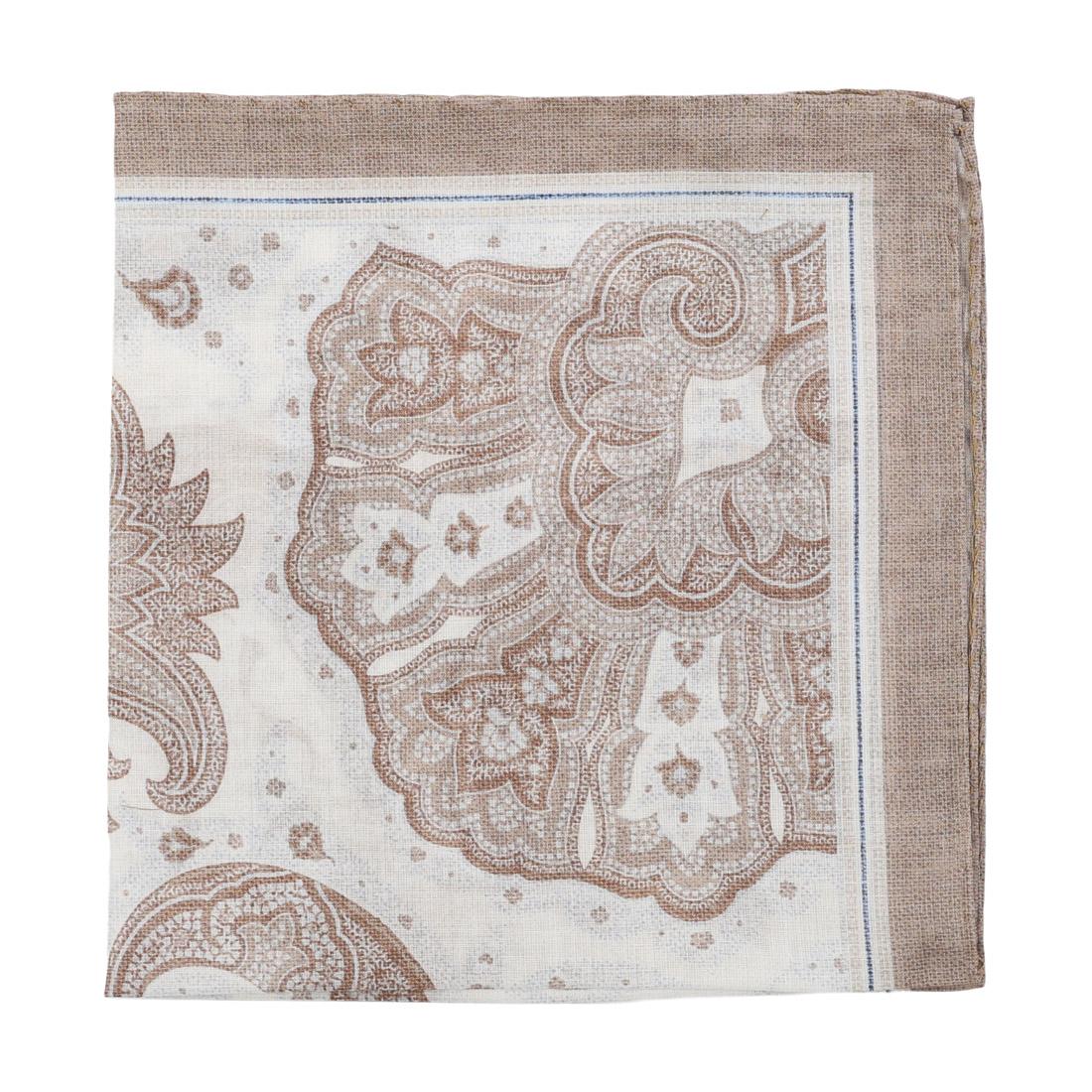Amanda Christensen Paisley Cotton Pocket Square Beige
