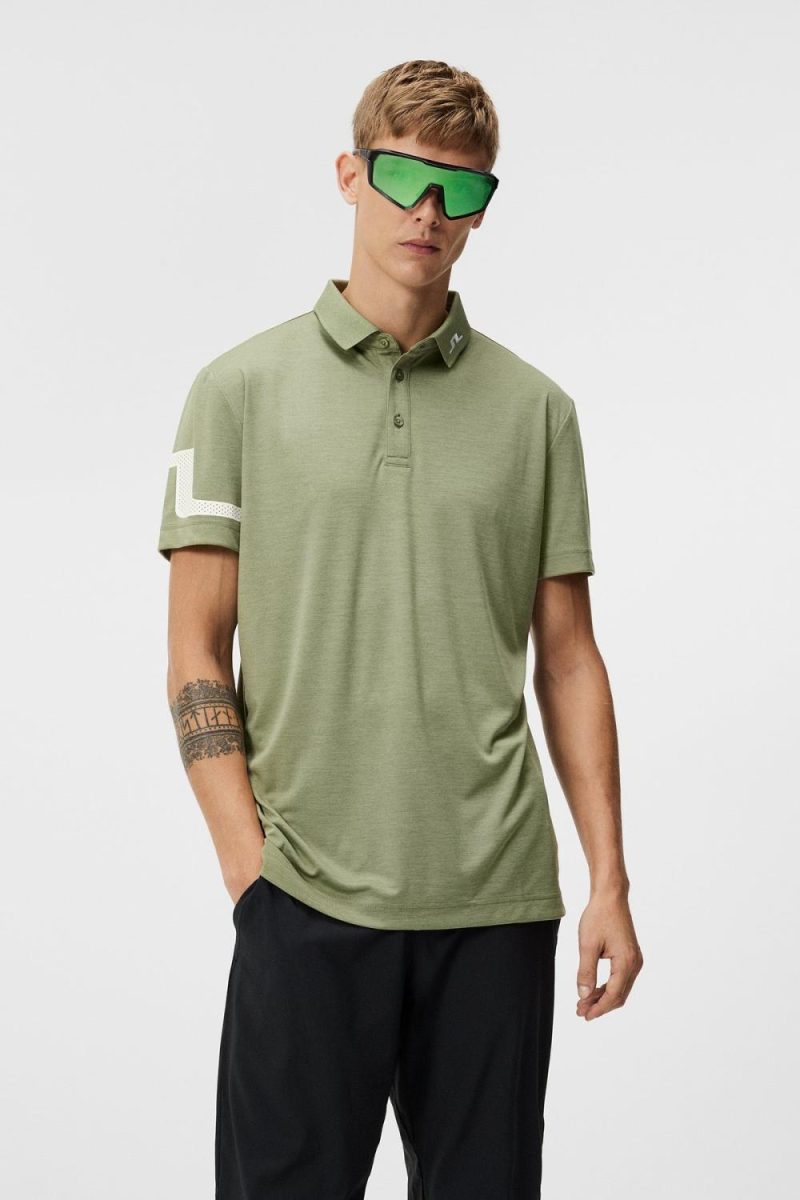 J.Lindeberg Golf Heath Regular Fit Polo Oil Green Melange