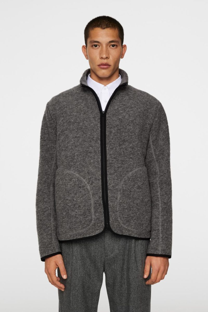 J.Lindeberg Dustin Wool Fleece Jacket Light Grey Melange