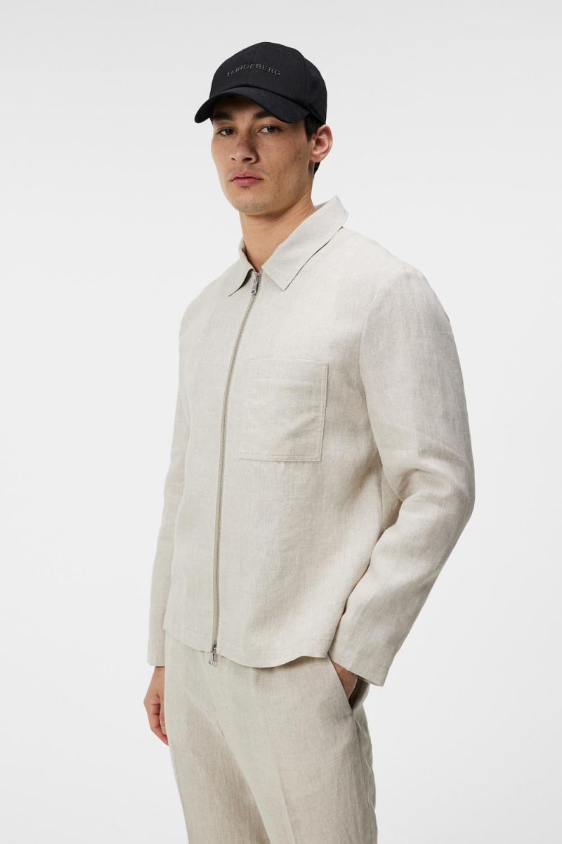 J.Lindeberg Julius Linen Overshirt Safari Beige
