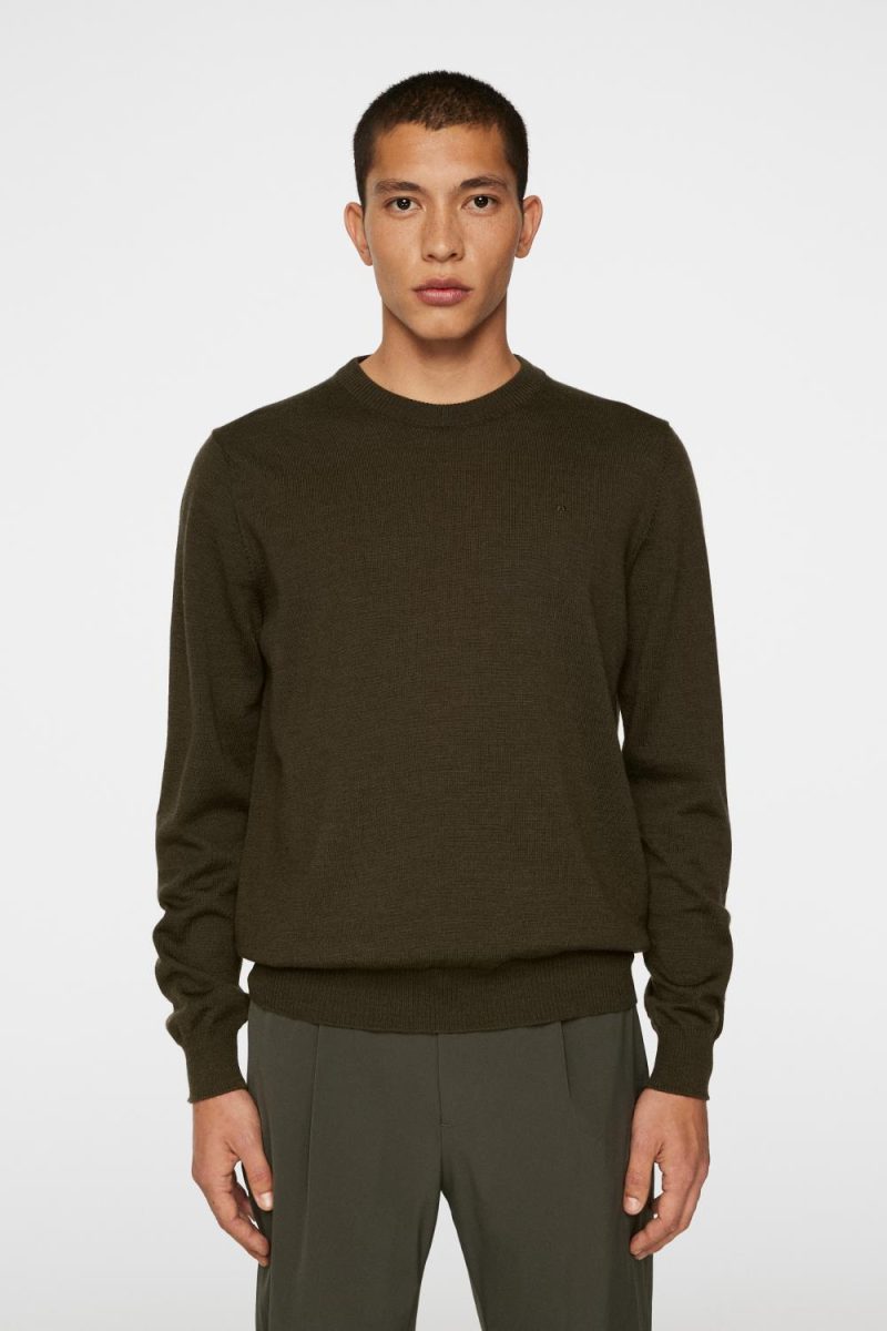 J.Lindeberg Keane Merino Crew Neck Sweater Forest Green