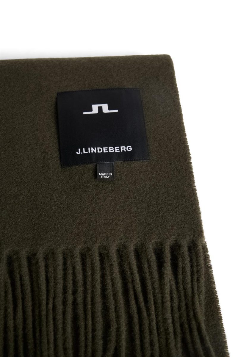 J.Lindeberg Champ Solid Wool Scarf Forest Green