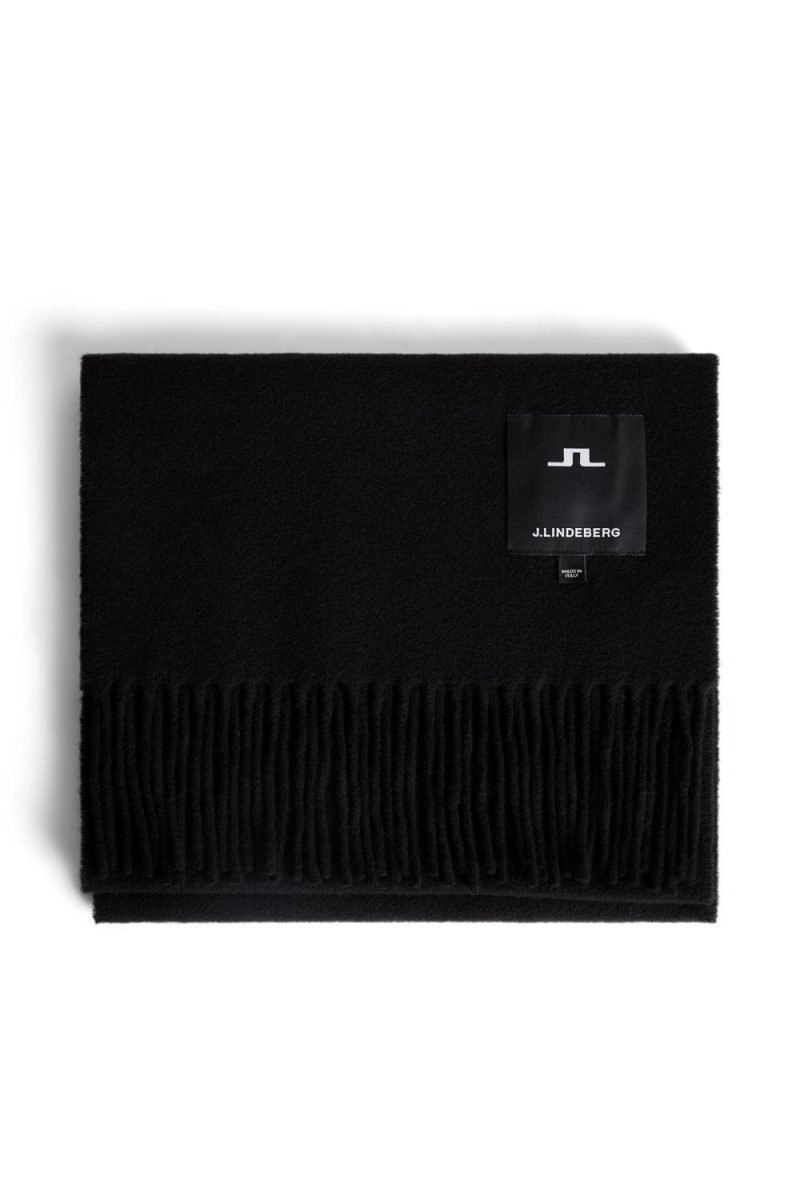 J.Lindeberg Champ Solid Wool Scarf Black