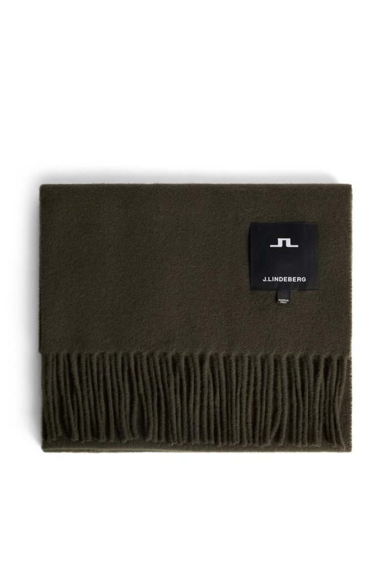 J.Lindeberg Champ Solid Wool Scarf Forest Green
