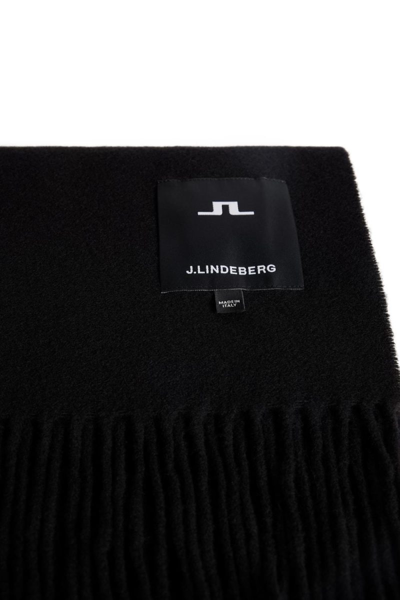 J.Lindeberg Champ Solid Wool Scarf Black