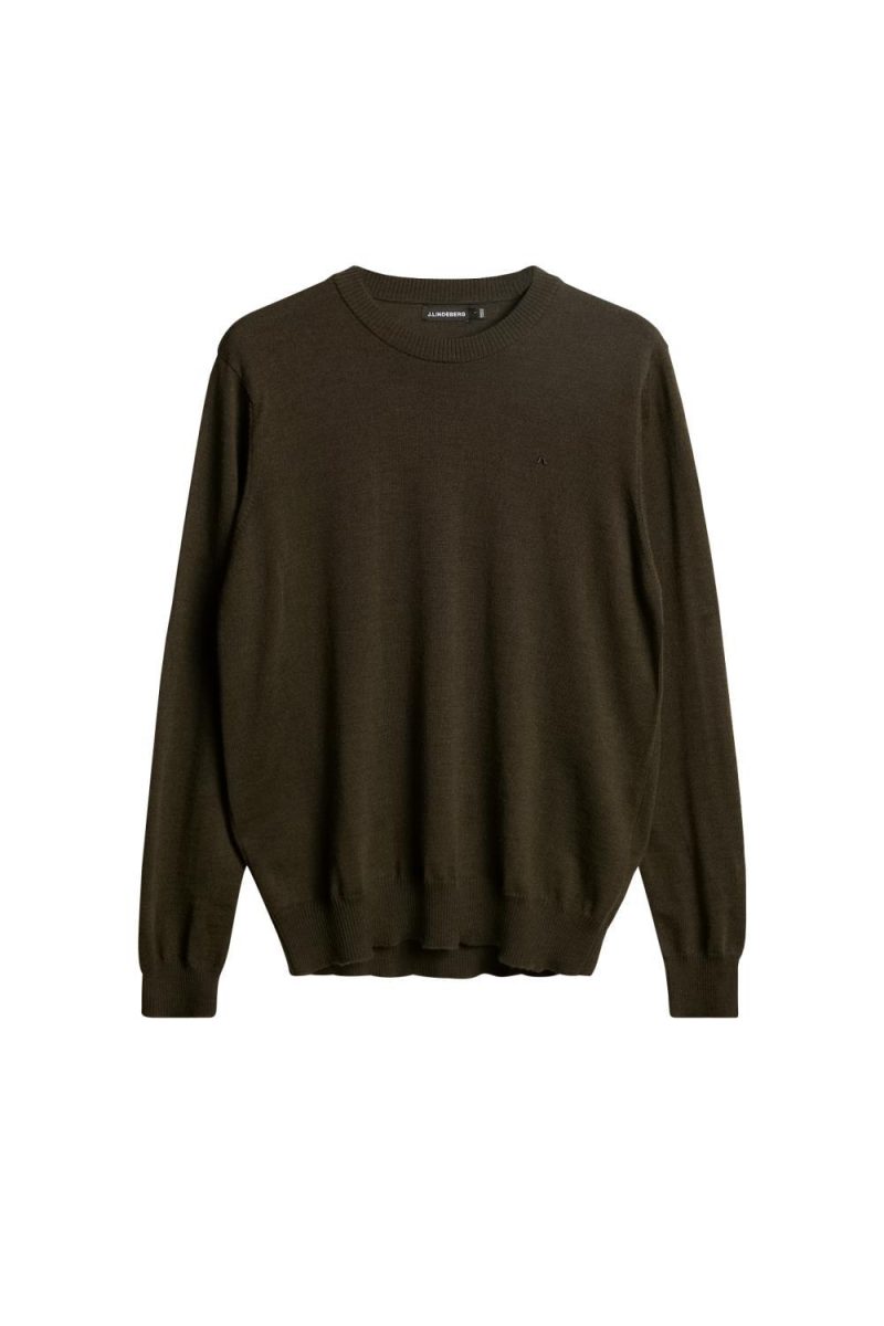 J.Lindeberg Keane Merino Crew Neck Sweater Forest Green
