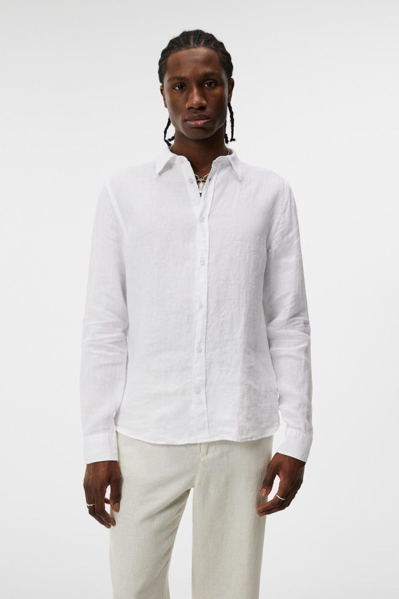 J.Lindeberg Slim LS Linen Melange Shirt White