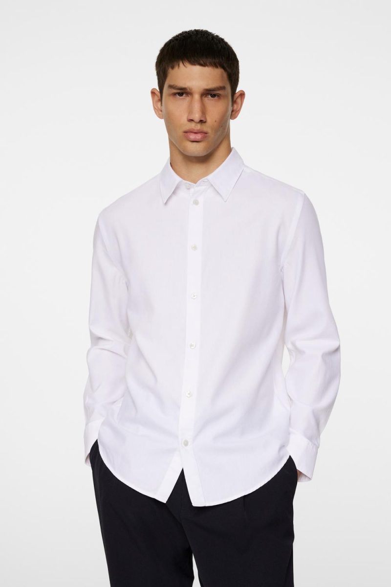 J.Lindeberg Slim LS Cotton Tencel Shirt White