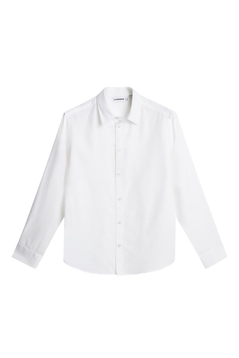 J.Lindeberg Slim LS Cotton Tencel Shirt White