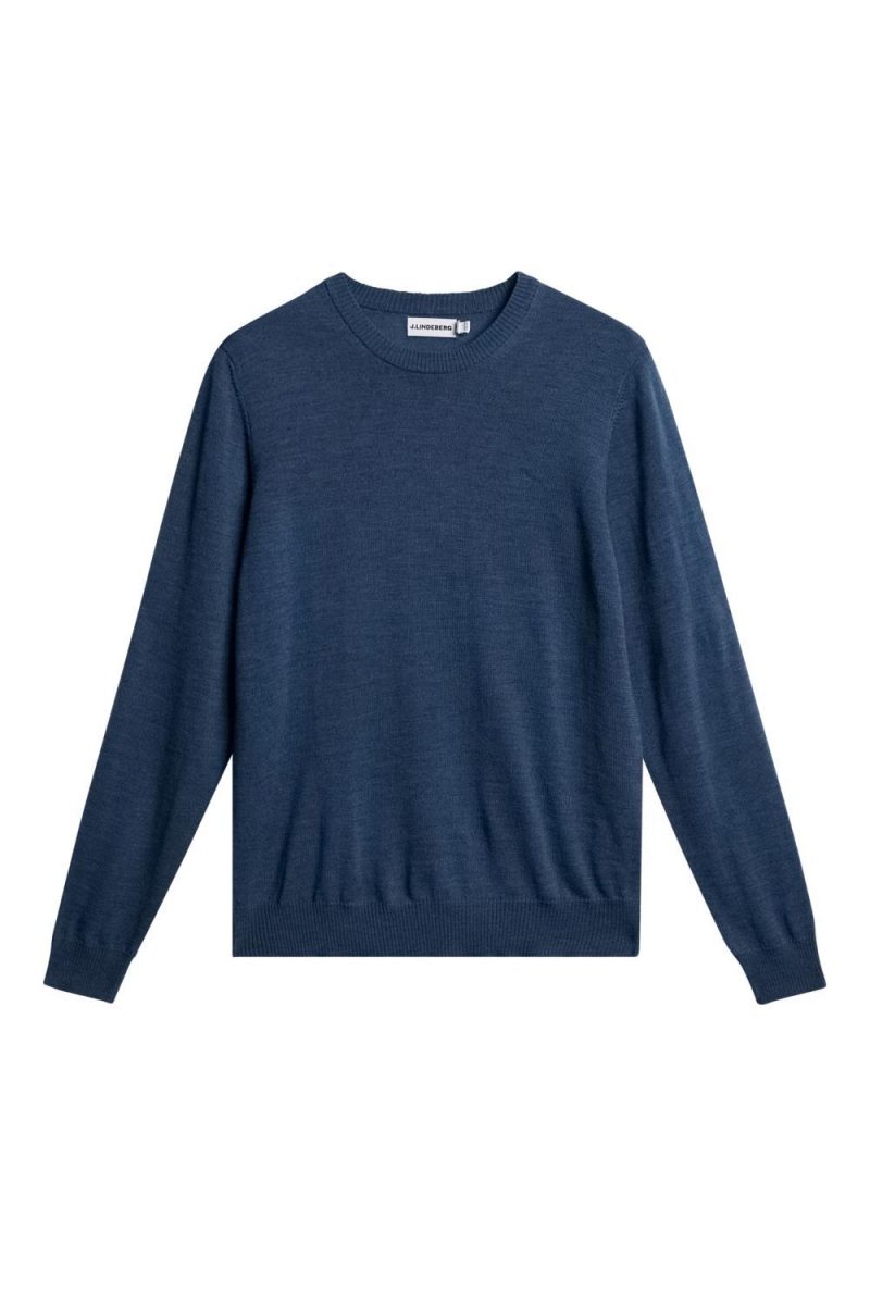 J.Lindeberg Keane Merino Crew Neck Vintage Indigo Melange
