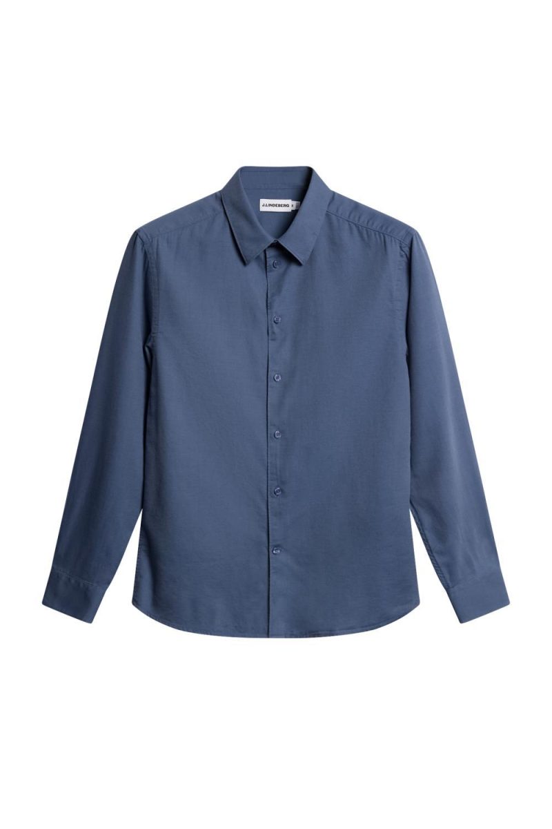J.Lindeberg Slim LS Cotton Tencel Shirt Vintage Indigo