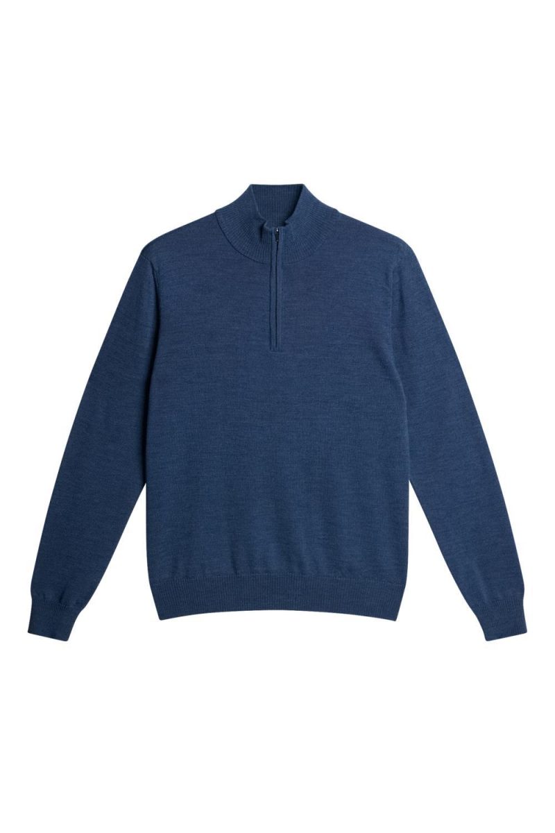 J.Lindeberg Kiyan Merino Quarter Zip Vintage Indigo Melange
