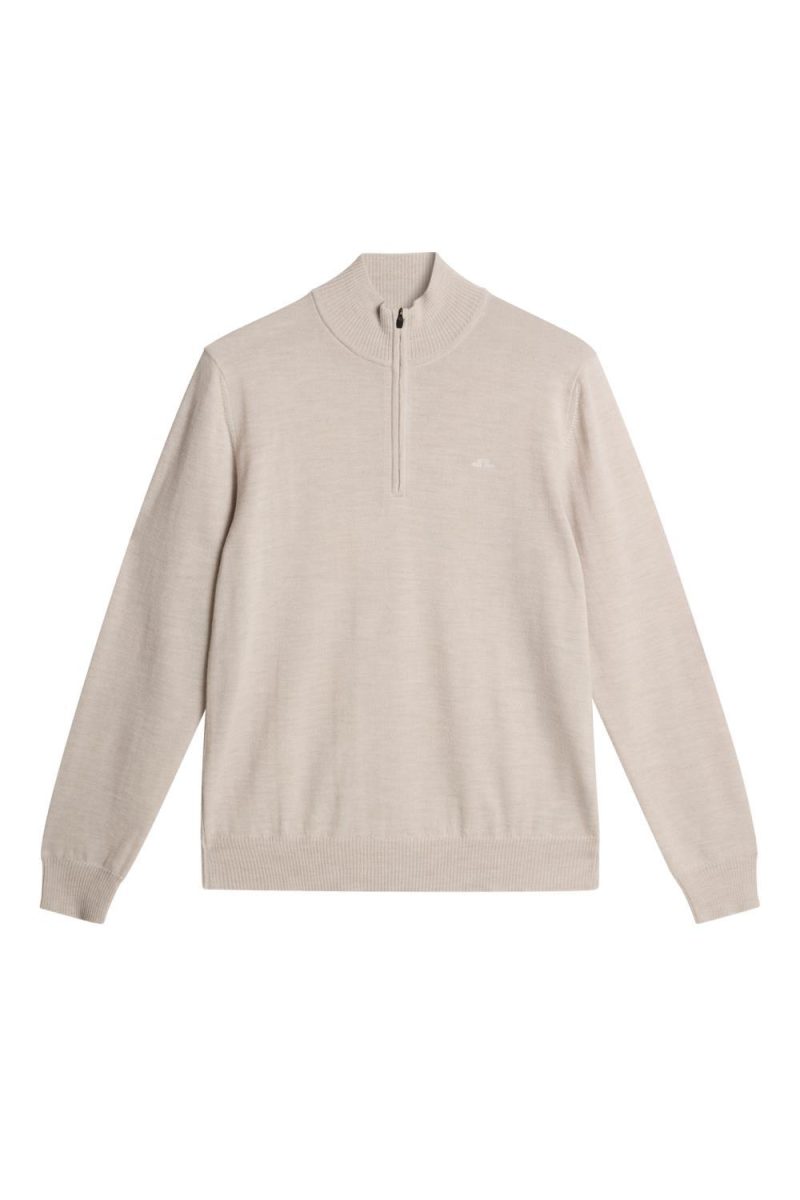 J.Lindeberg Kiyan Merino Quarter Zip Moonbeam Melange