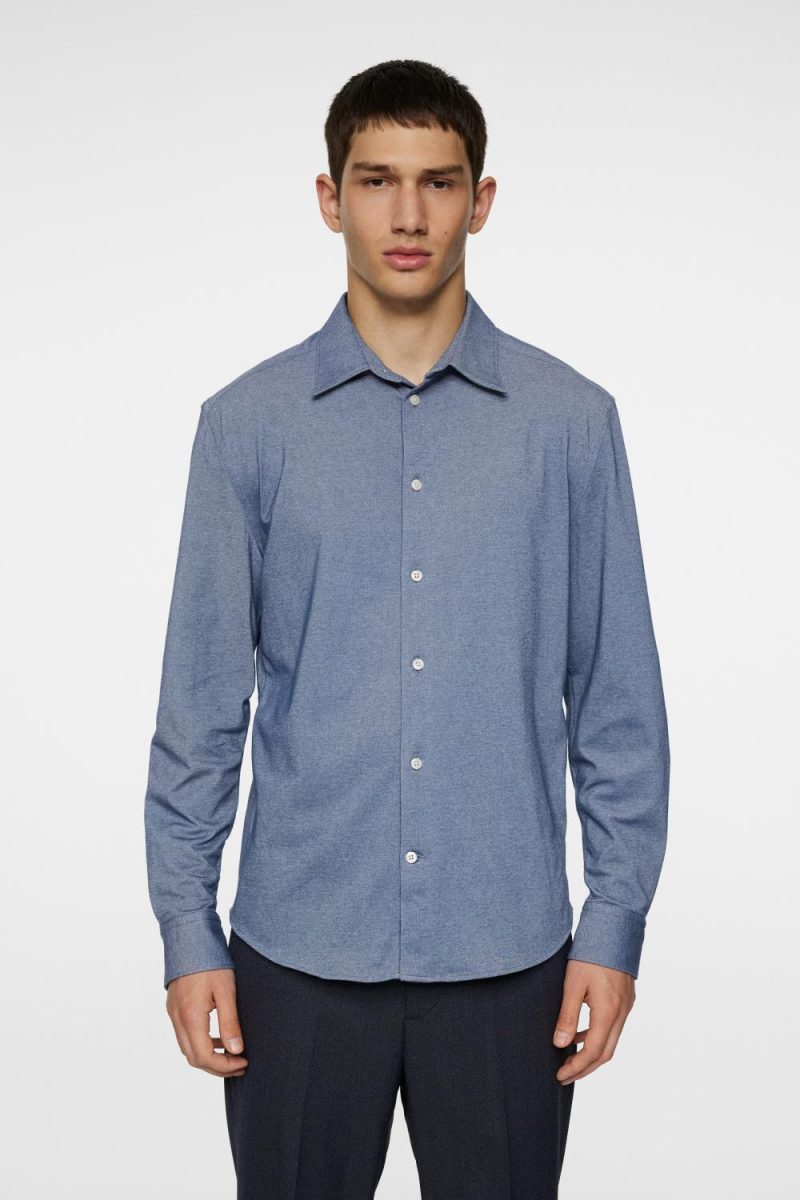 J.Lindeberg Marlon Pique Jersey Shirt Vintage Indigo Melange